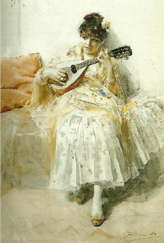 Anders Zorn mandolinspelerskan oil painting picture